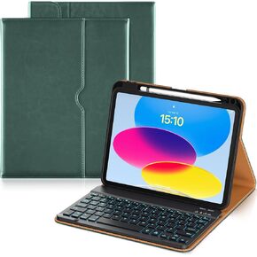 DTTO for iPad 11th (A16،2025)/ 10th Generation (10.9 "، 2022) مع لوحة المفاتيح ، و 7 ألوان إضاءة خلفية لفصل لوحة مفاتيح قابلة للانفصال مع حامل قلم رصاص وجيب ، بني ، بني