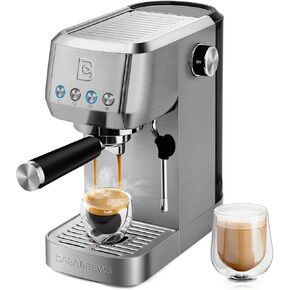 Casabrews Espresso Machine 20 بار ، صانع القهوة من الفولاذ المقاوم للصدأ مع حليب البخار