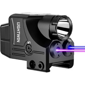 Blue Purple Laser Beams with 600 Lumens Flashlight for Pistols, 3 in1 Laser Light Combo, Tactical USB Rechargeable Laser Sight, Strobe & Steady Flashlight for Picatinny Rail