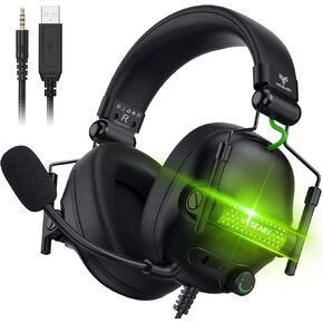 سماعات الرأس للألعاب ، سماعات ألعاب ستيريو سماعات الرأس مع الميكروفون لـ PS5 ، PS4 ، الكمبيوتر الشخصي ، التبديل ، سماعات الرأس مع مقبس 3.5 مم ، ضوء LED