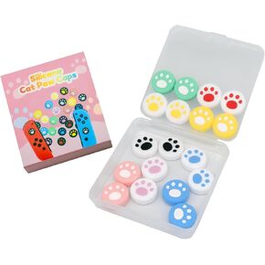 18 Pieces Replacement Thumb Grips for PS5 Controller, Cute Cat Paw Silicone Joystick Caps, Thumb Grip Caps, Compatible with PS4, PS3, Xbox 360, Xbox One, Xbox Series X/S