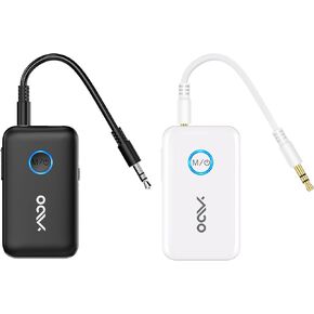 YMOO Bluetooth 5.3 Transmitter Receiver for 2 Wireless Headphones/Speaker/Airplane, 3.5mm Jack AUX Bluetooth Audio Adapter, 22h Long Range AptX Low Latency for Smarphone/Tablet/PC/TV/Home Stereo