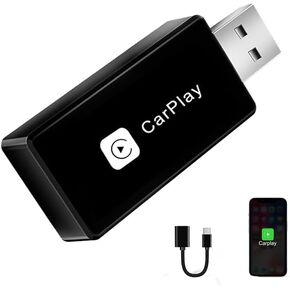 محول CarPlay اللاسلكي ، يحول سلكية إلى محول لاسلكي carplay لجهاز iPhone ، والتوصيل والاستجابة السريعة للاستجابة سريعة الاستجابة مستقرة Carplay لـ Apple iPhone iOS 10+ والسيارات (0.9*2.34 ″)