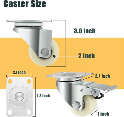 2 Inch Locking Casters Wheels, Heavy Duty Casters, Thickened and Improved Swivel Plate Casters Set of 4 for Furniture, Carts, Garden Potting Tables, Workbenches DIY in Kuwait