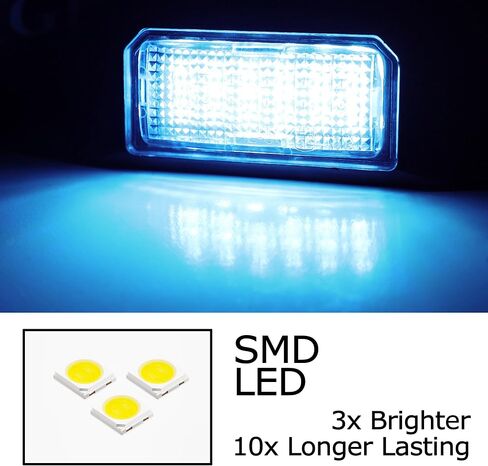 iJDMTOY OEM-Fit 3W Full LED License Plate Light Kit Compatible With Volkswagen: Jetta Passat Touareg, Audi: A1 A6 A7 Q5 TT, Powered by 18-SMD Xenon White LED & Can-bus Error Free in Kuwait