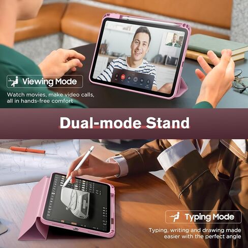 Moko for iPad (A16) الجيل الحادي عشر 2025 11 بوصة/10 جيل 10 2022 1022 بوصة مع حامل قلم رصاص ، علبة iPad الواقية من TRIFOLD الذكية مع غطاء حامل TPU الناعم ، الاستيقاظ التلقائي ، النوم ، الوردي in Kuwait