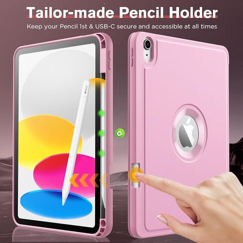 Moko for iPad (A16) الجيل الحادي عشر 2025 11 بوصة/10 جيل 10 2022 1022 بوصة مع حامل قلم رصاص ، علبة iPad الواقية من TRIFOLD الذكية مع غطاء حامل TPU الناعم ، الاستيقاظ التلقائي ، النوم ، الوردي in Kuwait