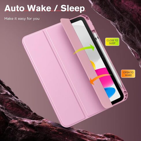 Moko for iPad (A16) الجيل الحادي عشر 2025 11 بوصة/10 جيل 10 2022 1022 بوصة مع حامل قلم رصاص ، علبة iPad الواقية من TRIFOLD الذكية مع غطاء حامل TPU الناعم ، الاستيقاظ التلقائي ، النوم ، الوردي in Kuwait
