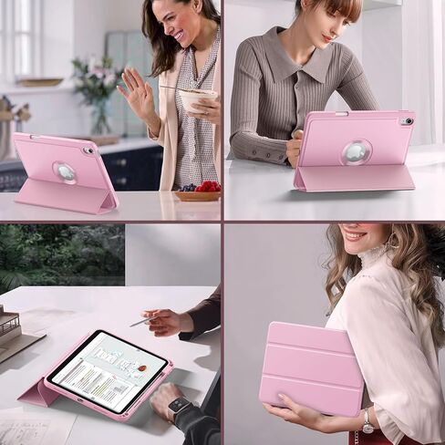 Moko for iPad (A16) الجيل الحادي عشر 2025 11 بوصة/10 جيل 10 2022 1022 بوصة مع حامل قلم رصاص ، علبة iPad الواقية من TRIFOLD الذكية مع غطاء حامل TPU الناعم ، الاستيقاظ التلقائي ، النوم ، الوردي in Kuwait