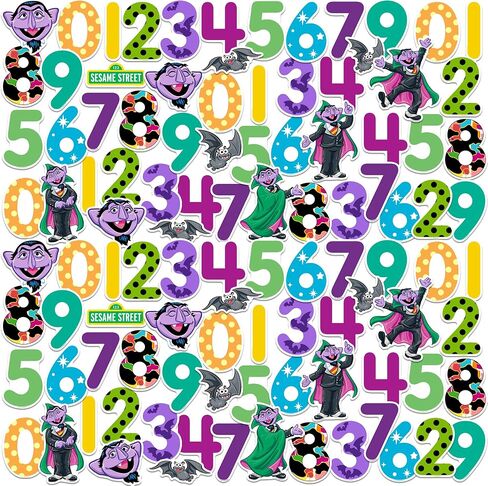 Sesame Street Count Von Count Numbers 50ct Vinyl Large Deluxe Stickers Variety Pack - Laptop, Water Bottle, Scrapbooking, Tablet, Skateboard, Indoor/Outdoor in Saudi Arabia