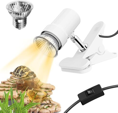 مصباح حرارة الزواحف ، مصباح سلحفاة مع مصباح كهربائي UVA/UVB 50W ، 360 درجة مقطع قابلة للتدوير الزواحف المصباح لخزانات البرمائيات والزواحف ، والأقفاص ، (أسود) in Kuwait