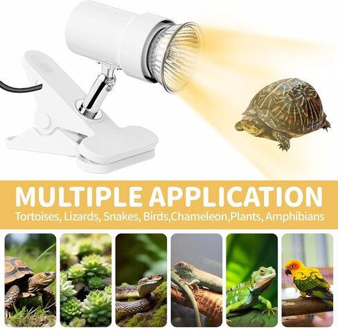 مصباح حرارة الزواحف ، مصباح سلحفاة مع مصباح كهربائي UVA/UVB 50W ، 360 درجة مقطع قابلة للتدوير الزواحف المصباح لخزانات البرمائيات والزواحف ، والأقفاص ، (أسود) in Kuwait