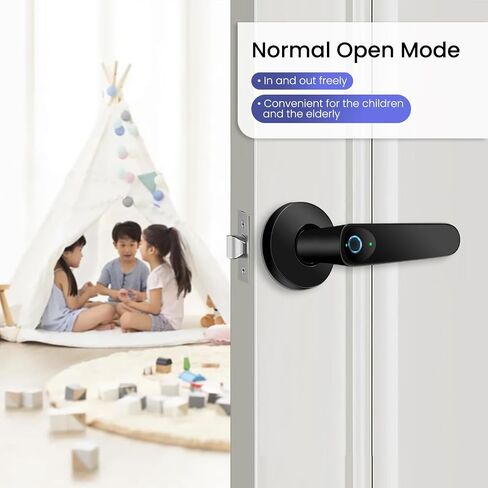 Fingerprint Smart Door Lock, Keyless Entry Door Lock with Handle, Door Knob with APP, Code, Fingerprint, Backup Key for Bedroom, Home, Hotel, Office, Apartment, (Black) in Kuwait