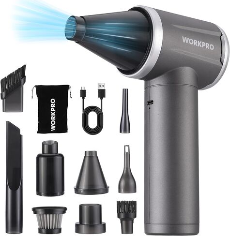 Workpro 12V Air Air Duster-120،000 دورة في الدقيقة ، منفاخ هواء مضغوط من طاقة فائقة ، ومحرك قابلاً للفرشاة قابلة لإعادة الشحن ، منظف متين ، منفاخ غبار قابل للتعديل 4-gear للكمبيوتر ، لوحة مفاتيح الكمبيوتر ، الإلكترونيات ، السيارة ... in Saudi Arabia