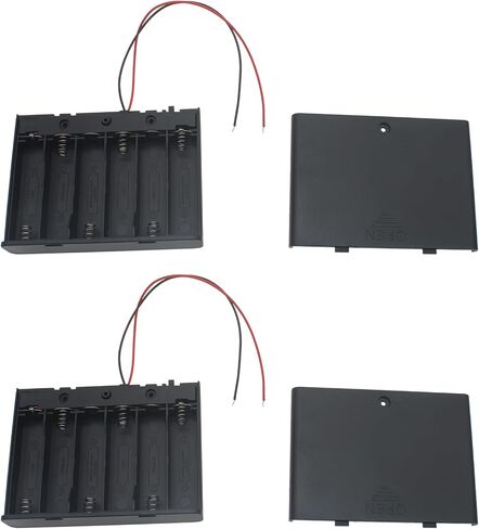 2 PCS 6 Slots AA Battery Holder Bundle with Switch and Leads Plastic AA Battery Case 6 X 1.5 V AA Battery Storage Box with Cap in Saudi Arabia