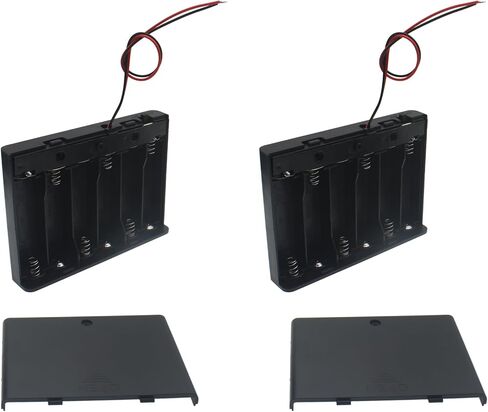 2 PCS 6 Slots AA Battery Holder Bundle with Switch and Leads Plastic AA Battery Case 6 X 1.5 V AA Battery Storage Box with Cap in Saudi Arabia
