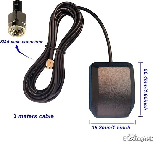 Waterproof GPS Antenna with Magnetic Base and Adhesive SMA Male Connector 3 Meters Cable, Compatible with Car Stereo Head Unit GPS Navigation System Module Truck Marine Boat GPS Tracker in Kuwait