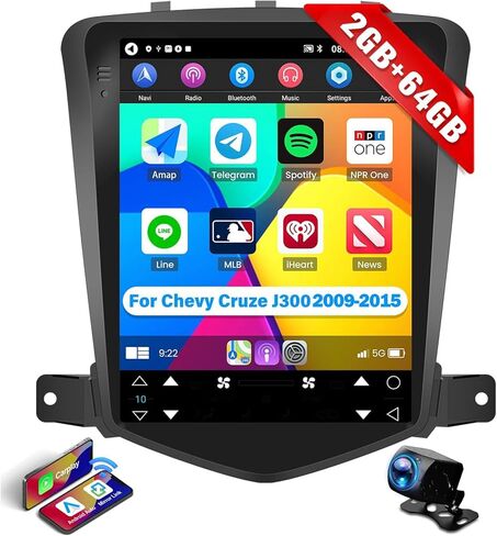[2+64G Android 13] Car Radio Stereo for Chevrolet Chevy Cruze J300 2009-2014 with Wireless CarPlay&Android Auto/Mirror Link, 9.7 Inch Bluetooth Touch Screen FM/RDS GPS Navi WiFi SWC,Backup Camera+MIC in Saudi Arabia