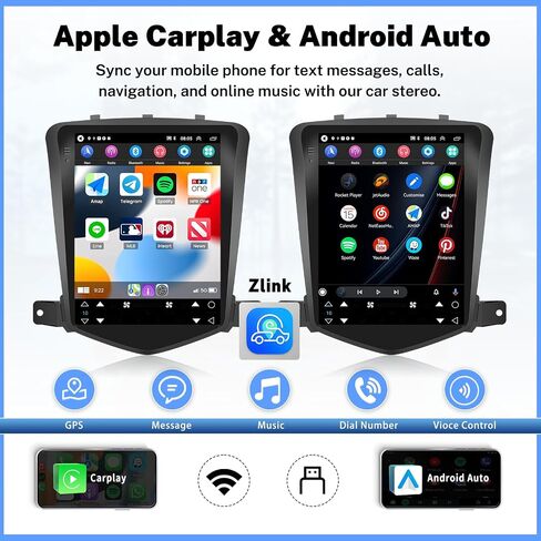 [2+64G Android 13] Car Radio Stereo for Chevrolet Chevy Cruze J300 2009-2014 with Wireless CarPlay&Android Auto/Mirror Link, 9.7 Inch Bluetooth Touch Screen FM/RDS GPS Navi WiFi SWC,Backup Camera+MIC in Saudi Arabia