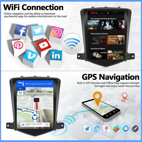 [2+64G Android 13] Car Radio Stereo for Chevrolet Chevy Cruze J300 2009-2014 with Wireless CarPlay&Android Auto/Mirror Link, 9.7 Inch Bluetooth Touch Screen FM/RDS GPS Navi WiFi SWC,Backup Camera+MIC in Saudi Arabia