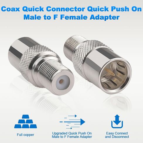 RG6 Coax Quick Connector Quick Push On Male to F Female Adapter,2 Pack in Saudi Arabia