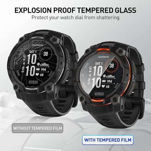Suoman 3-pack for Garmin instinct 3 45mm AMOLED/Solar Screen Protector, Charger Port + [Anti Scratch] 9H Tempered Glass Protective Film in Kuwait