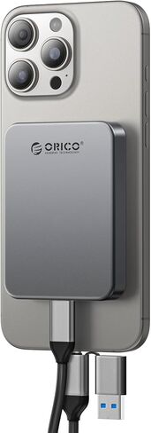 ORICO 1TB Magnetic Portable SSD, Metal Body, 4K 120 fps ProRes HDR Record and Store, Up to 460MB/s, USB C&A 2 in 1 Cable, External SSD Compatible with iPhone 16 Pro Max, Tablet, Computer - K5PLUS in Kuwait