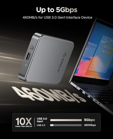 ORICO 1TB Magnetic Portable SSD, Metal Body, 4K 120 fps ProRes HDR Record and Store, Up to 460MB/s, USB C&A 2 in 1 Cable, External SSD Compatible with iPhone 16 Pro Max, Tablet, Computer - K5PLUS in Kuwait