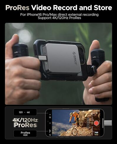 ORICO 1TB Magnetic Portable SSD, Metal Body, 4K 120 fps ProRes HDR Record and Store, Up to 460MB/s, USB C&A 2 in 1 Cable, External SSD Compatible with iPhone 16 Pro Max, Tablet, Computer - K5PLUS in Kuwait