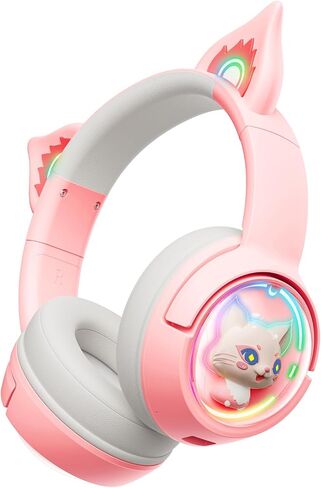 سماعات رأس بلوتوث من Cat، سماعة رأس لاسلكية 2.4 جيجا مع ميكروفون، ضوء RGB LED متوافق مع الهواتف المحمولة والكمبيوتر اللوحي، مع وضع سلكي 3.5 مم للصوت فقط، متدرج (تمت ترقيته باتصال 2.4 جيجا) in Saudi Arabia