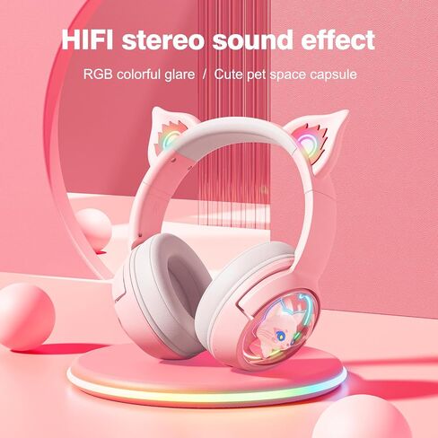 سماعات رأس بلوتوث من Cat، سماعة رأس لاسلكية 2.4 جيجا مع ميكروفون، ضوء RGB LED متوافق مع الهواتف المحمولة والكمبيوتر اللوحي، مع وضع سلكي 3.5 مم للصوت فقط، متدرج (تمت ترقيته باتصال 2.4 جيجا) in Saudi Arabia