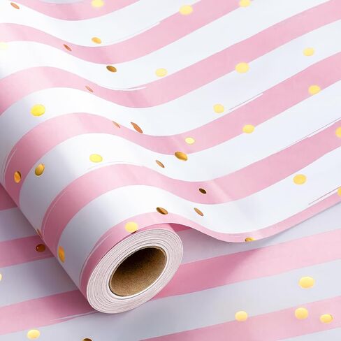 MAYPLUSS Girl Gift Wrapping Paper Roll - 17In x 120In Per Roll - Valentine's Day Wrapping Paper Girly Pastel Pink, Hot Pink Polka Dot Engagement Gift Wrap Paper for Party, Wedding, Women Birthday, Baby Shower, Christmas in Kuwait