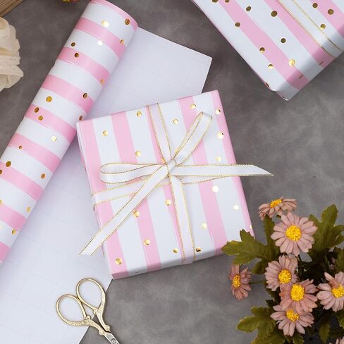MAYPLUSS Girl Gift Wrapping Paper Roll - 17In x 120In Per Roll - Valentine's Day Wrapping Paper Girly Pastel Pink, Hot Pink Polka Dot Engagement Gift Wrap Paper for Party, Wedding, Women Birthday, Baby Shower, Christmas in Kuwait