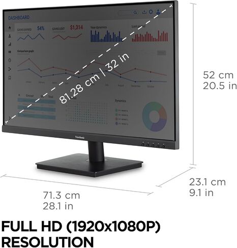 ViewSonic VA2709M 27 Inch IPS Full HD 1080p Monitor with 100Hz, Thin Bezels, Eye Care, HDMI, VGA Inputs for Home and Office in Saudi Arabia