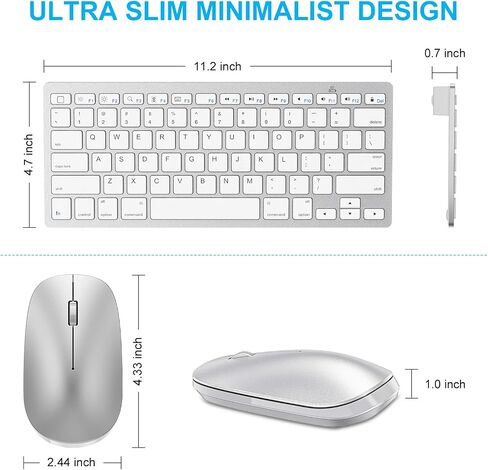 SPARIN Wireless Bluetooth Keyboard and Mouse for iPad (A16) 11th 10th Generation, iPad Air (13/11 inch), iPad Pro 13/12.9/11 inch, iPad 9th 8th Gen, iPad Mini 7th -8.3 inch, Above iOS13- Silver White in Kuwait