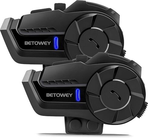 BETOWEY Motorcycle Helmet Bluetooth Headset, B2X Helmet Communication System Motorcycle Bluetooth Intercom with Noise Cancellation, Music Playback - for Dirt Bikes and Motorbikes 2 Pack in Kuwait