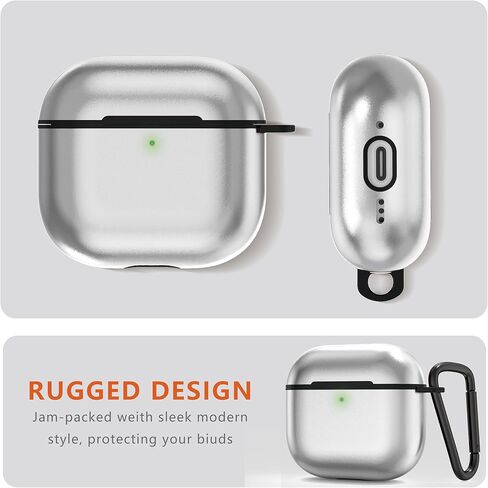 Compatible with AirPods 4 case Aluminium Metal for airpods 4th Generation case Cover Ultra Thin Compatible with MagSafe with Keychain, Men Women Lock Clip Latest for Air Pods4 Cases Black in Kuwait