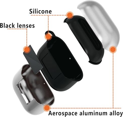 Compatible with AirPods 4 case Aluminium Metal for airpods 4th Generation case Cover Ultra Thin Compatible with MagSafe with Keychain, Men Women Lock Clip Latest for Air Pods4 Cases Black in Kuwait
