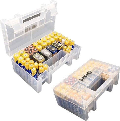 ABUNRO Battion Organizer STORGINGE STORGINGE لبطارية 60 ٪ ، تصميم ترقية لـ AAA AA 9V و Button Battion Batteries يحتوي على 60 بطاريات مختلفة (يحمل 60 بطاريات) in Kuwait