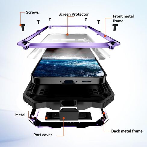 for Google Pixel 9 Pro XL Case Metal Heavy Duty Phone Case para Built-in Screen Protection Full Body Protective Dust Proof Military Grade Rugged 2024 Black in Saudi Arabia