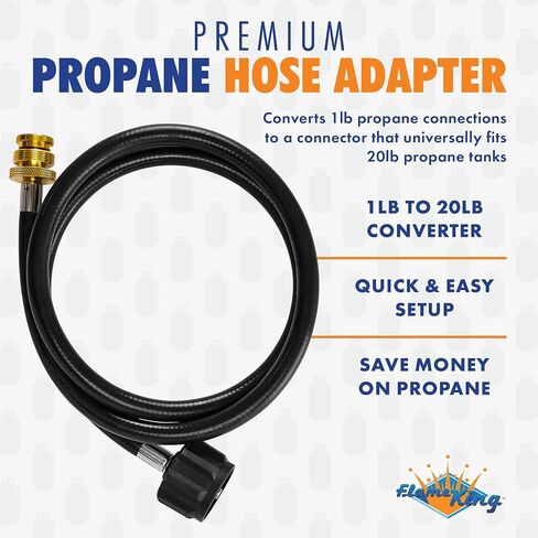 Flame King 3lb Steel Propane Tank مع صمامات مقياس و OPD ومحول خرطوم محول 4 أقدام لجهاز 1 رطل إلى الخزان 20 رطل in Kuwait