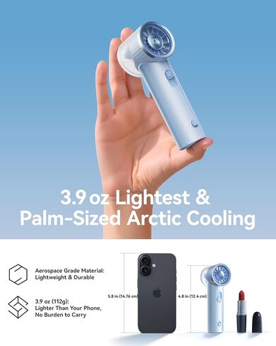 RANVOO 2025 MINI & TURBO 100 SPEEDS BOADING HOLETHELD VAN LED شاشة LED قابلة لإعادة الشحن لمروحة اليد المحمولة للسفر في الهواء الطلق ، هدية للنساء والرجال ، الأنيقة ، السوداء الجرافيت in Kuwait