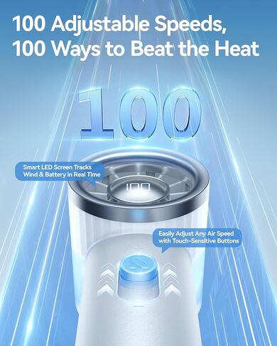 RANVOO 2025 MINI & TURBO 100 SPEEDS BOADING HOLETHELD VAN LED شاشة LED قابلة لإعادة الشحن لمروحة اليد المحمولة للسفر في الهواء الطلق ، هدية للنساء والرجال ، الأنيقة ، السوداء الجرافيت in Kuwait