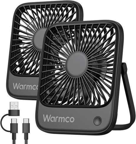 USB Desk Fan 2Pack, USB C Corded Powered Personal Fan, Strong Airflow Quiet Operation, 3 Speeds Wind Small USB Desktop Fan With 180° Tilt Folding for Office Table Home Black in Saudi Arabia