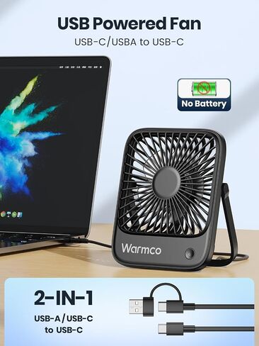 USB Desk Fan 2Pack, USB C Corded Powered Personal Fan, Strong Airflow Quiet Operation, 3 Speeds Wind Small USB Desktop Fan With 180° Tilt Folding for Office Table Home Black in Saudi Arabia