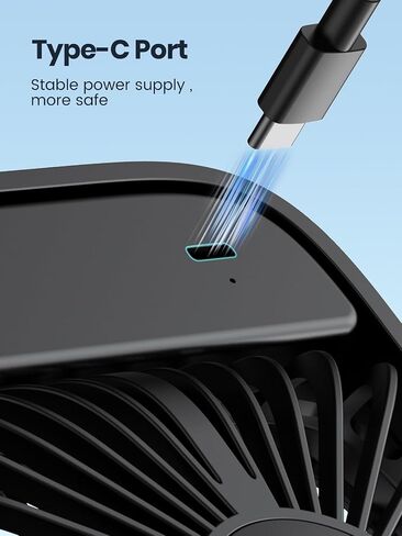 USB Desk Fan 2Pack, USB C Corded Powered Personal Fan, Strong Airflow Quiet Operation, 3 Speeds Wind Small USB Desktop Fan With 180° Tilt Folding for Office Table Home Black in Saudi Arabia