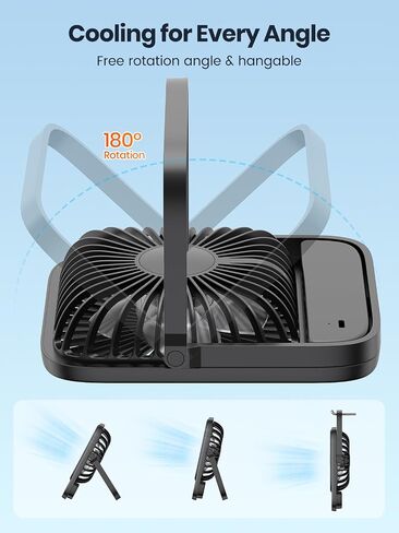 USB Desk Fan 2Pack, USB C Corded Powered Personal Fan, Strong Airflow Quiet Operation, 3 Speeds Wind Small USB Desktop Fan With 180° Tilt Folding for Office Table Home Black in Saudi Arabia
