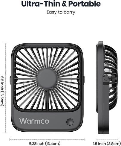 USB Desk Fan 2Pack, USB C Corded Powered Personal Fan, Strong Airflow Quiet Operation, 3 Speeds Wind Small USB Desktop Fan With 180° Tilt Folding for Office Table Home Black in Saudi Arabia