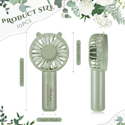 10 حزمة مروحة زفاف محمولة ، Sage Green Green Handheld Fan USB مروحة شخصية صغيرة مع 3 سرعات مروحة الرموش لحفل حفل زفاف الحزب لصالح in Kuwait