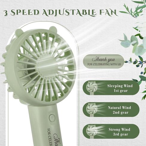 10 حزمة مروحة زفاف محمولة ، Sage Green Green Handheld Fan USB مروحة شخصية صغيرة مع 3 سرعات مروحة الرموش لحفل حفل زفاف الحزب لصالح in Kuwait